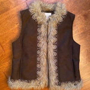 Ann Taylor Loft faux suede and fur cozy vest.